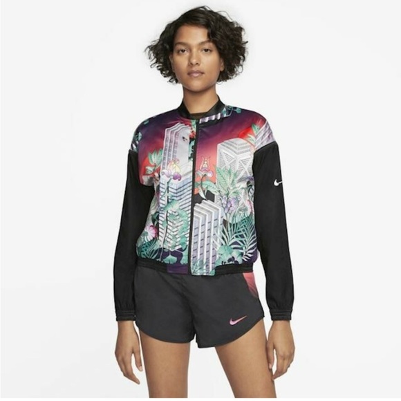 Nike Reversible Japanese Graphic Satin Running Bomber Jacket - Picture 2 of 7